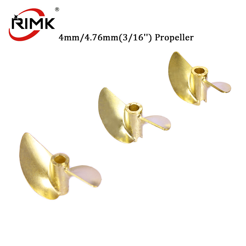 Rc Boat Metal Propeller Copper 3 Blade - TFL RCボート用プロペラ 4mm/4.76mm(3/16インチ) 外径36/37/38/40/42/45mm 正逆回転 2枚羽根