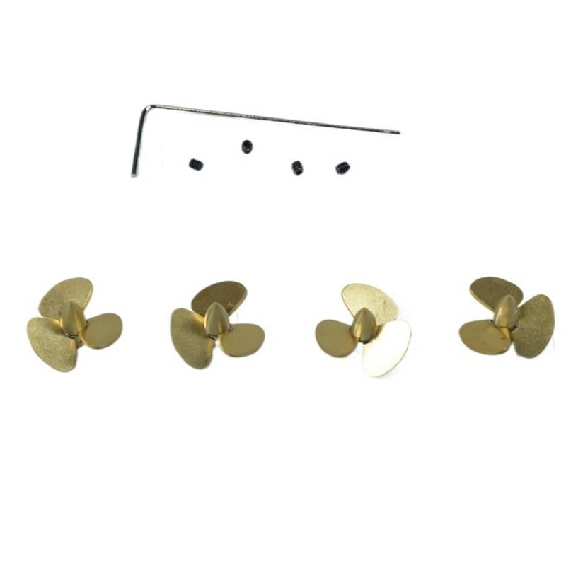 Rc Boat Metal Propeller Copper 3 Blade - 12.4mm 3枚羽根銅製プロペラセット RCボート 1/350スケール 1.5mmシャフト 4個入り
