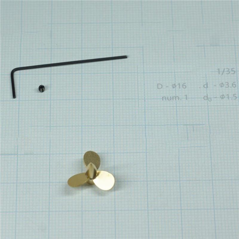 Rc Boat Metal Propeller Copper 3 Blade - 16mm 3枚羽根銅製プロペラ RCボート用 1.5mmシャフト穴 1個
