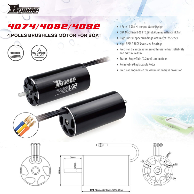 ロケット 4074 1700KV 2000KV 2250KV - Rc Boat Water Cooling Jacket Motor のレビューと価格