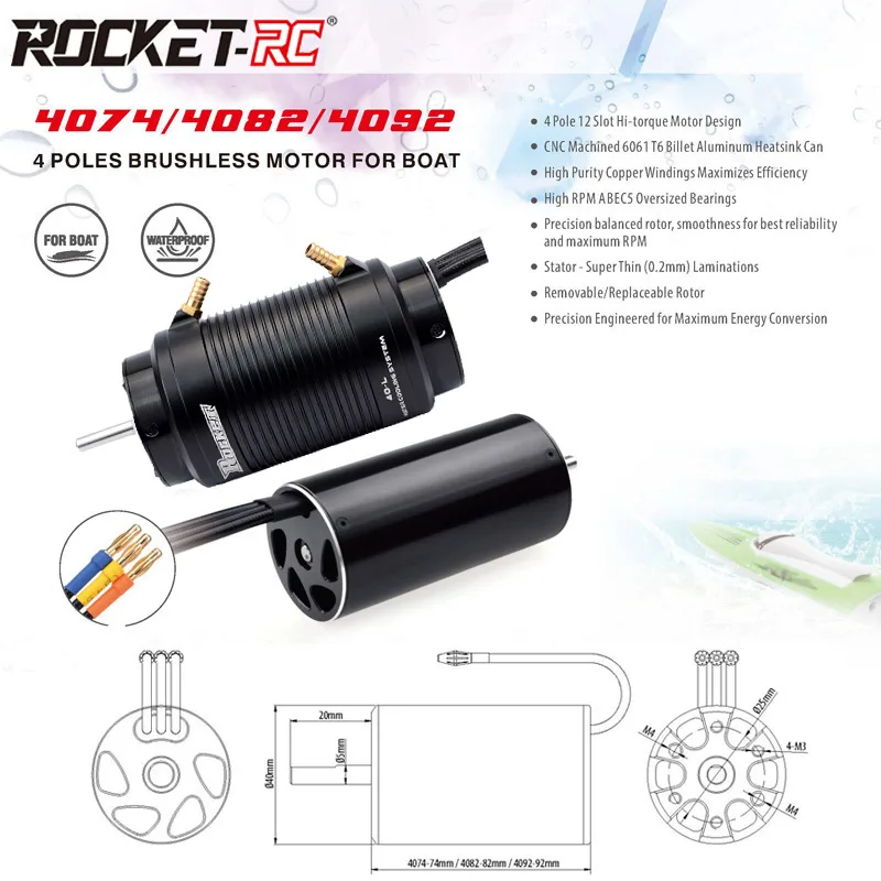 UniFlyRocket-RC 4074 4082 4092 - Rc Boat Water Cooling Jacket Motor のレビューと価格