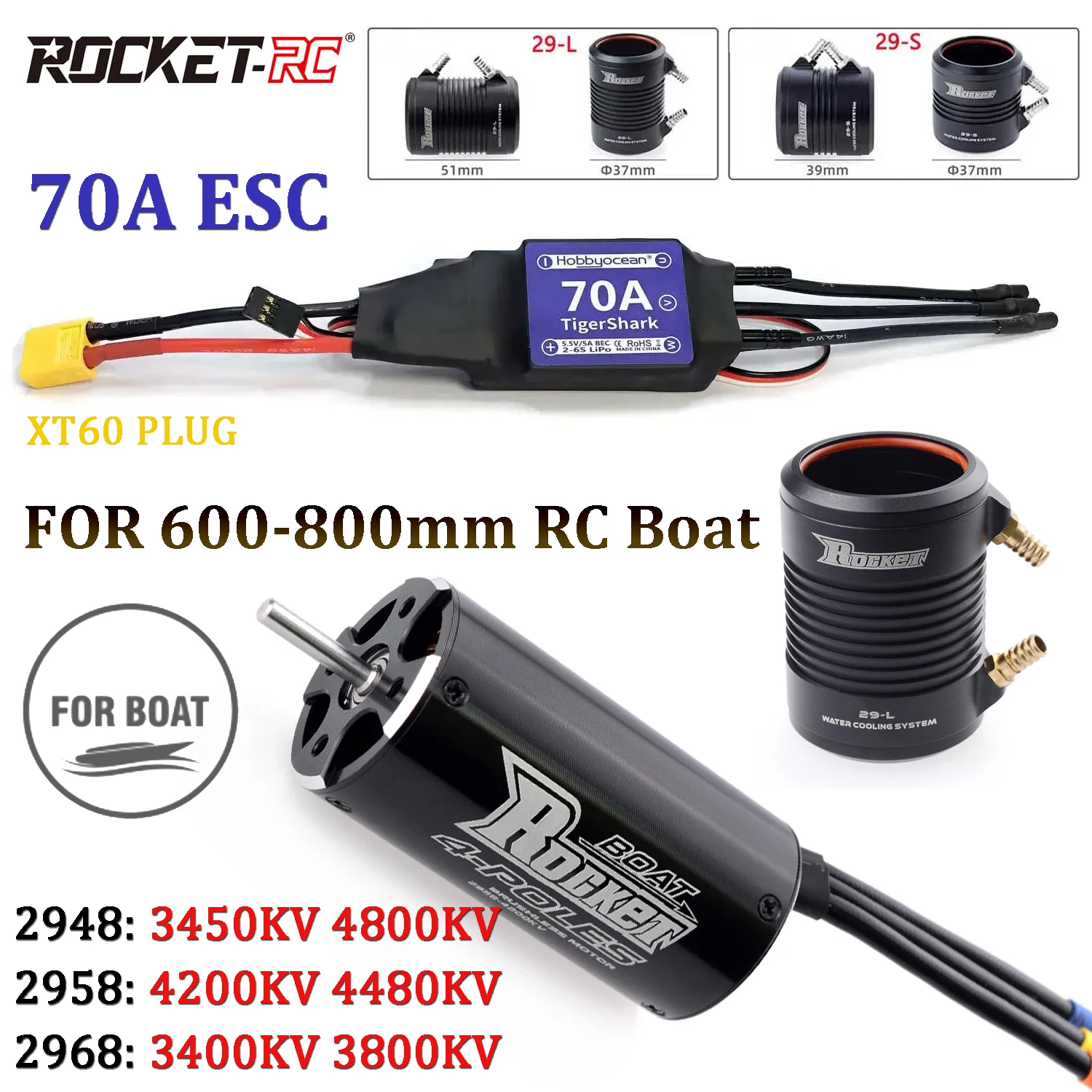 RoRuSRocket-RC 2948/2958/2968  - Rc Boat Water Cooling Jacket Motor のレビューと価格