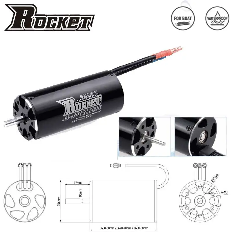SkyDElROCKET-RC 2948/2958/2968 - Rc Boat Water Cooling Jacket Motor のレビューと価格
